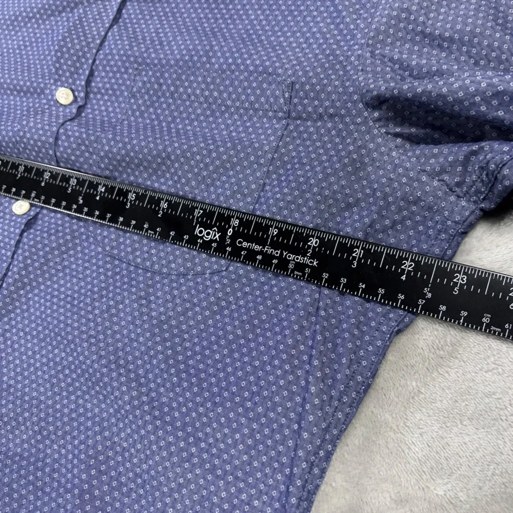 Banana Republic Mens Soft Wash Tailored Slim Fit Blue Diamond Pattern Shirt L